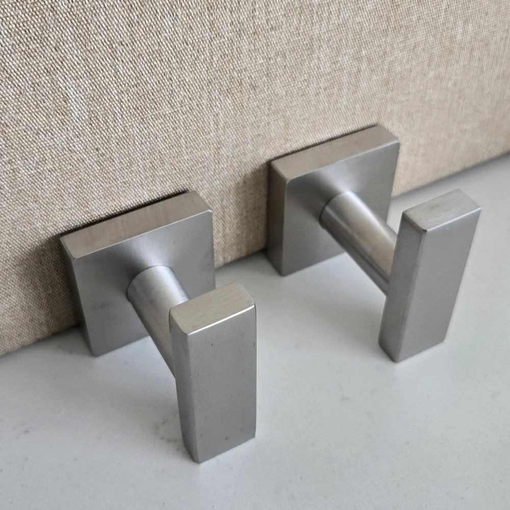 Sleek Silver Geometric Wall Hooks